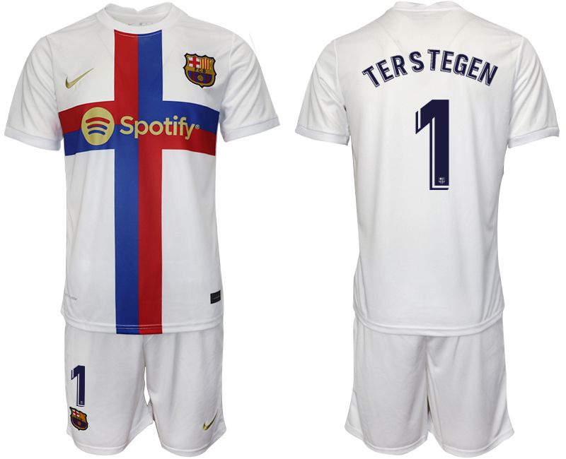 Men 2022-2023 Club Barcelona white away #1 Soccer Jersey->barcelona jersey->Soccer Club Jersey